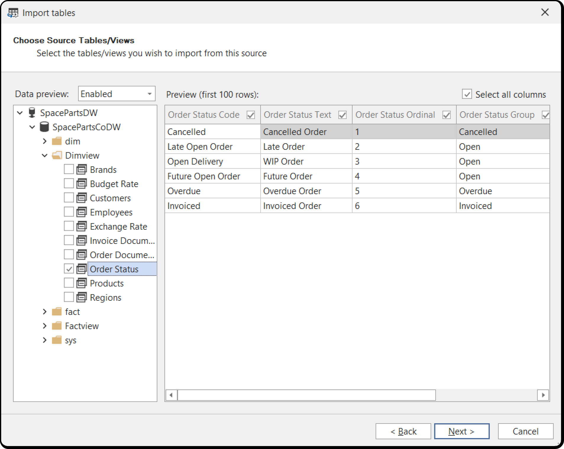 Choose Source Objects