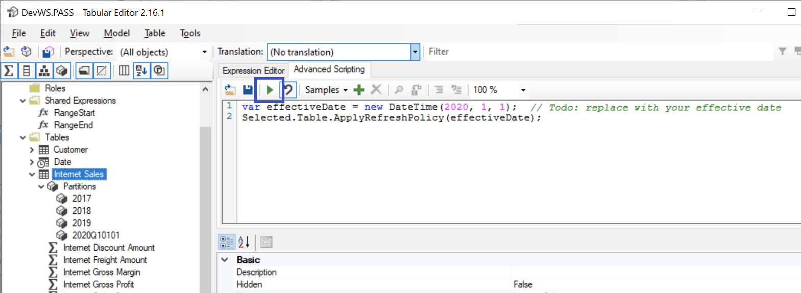 Use scripts to apply refresh policy
