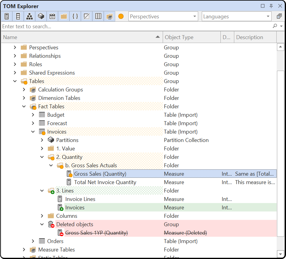 Deleted objects gathered under one node
