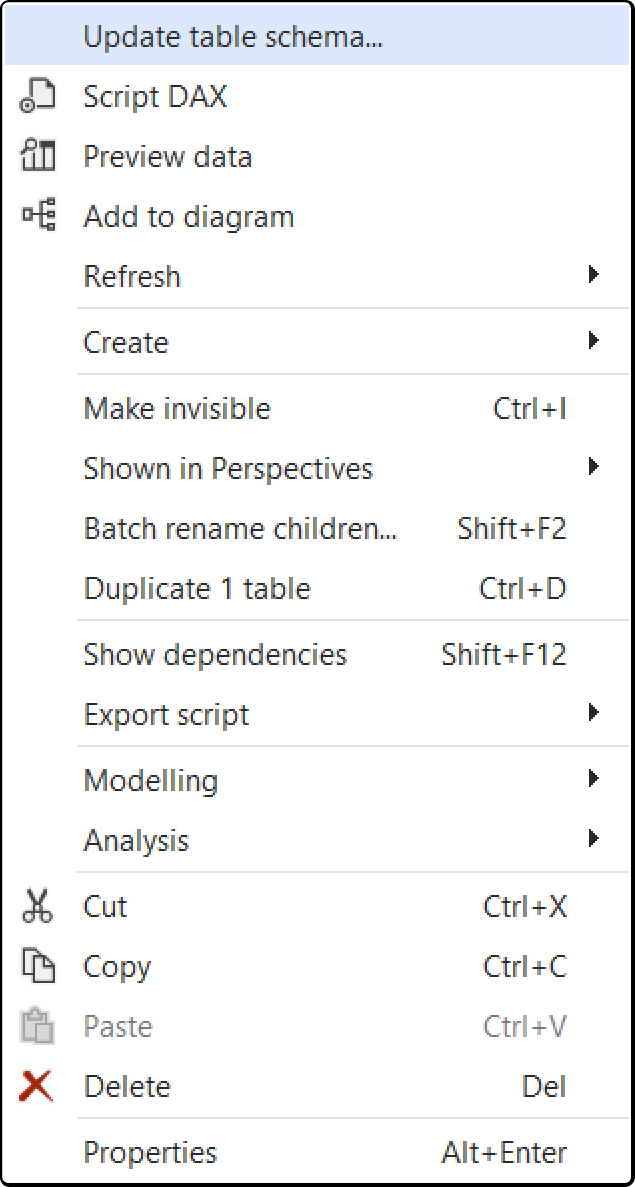 Update Table Schema